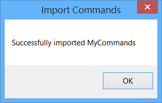 Successful Dragon command import window